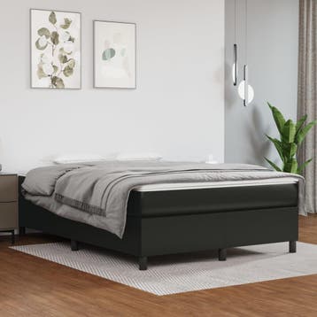 vidaXL Boxspring met matras kunstleer zwart 140x190 cm, Overige materialen, Verzenden, Zwart, Nieuw