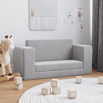 vidaXL Kinderslaapbank 2-zits zacht pluche lichtgrijs, Verzenden, Nieuw