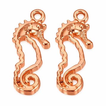 2 x Metalen bedeltje zeepaardje 21,5 x 9 x 3 mm – oogje 1., Ophalen of Verzenden, Nieuw, Kraal