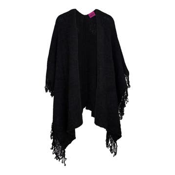 Frogbox • zwarte wollen poncho • one size, Princess goes Hollywood, Verzenden, Nieuw, Zwart