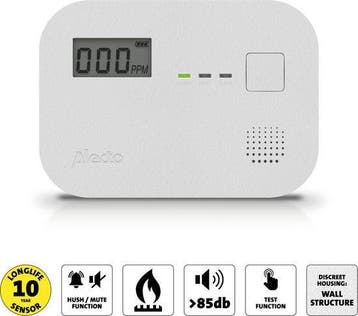 Alecto COA3920 Koolmonoxidemelder met display - 10 jaar sens, Verzenden, Zo goed als nieuw