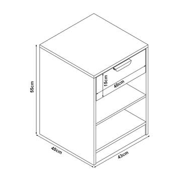 Nachtkast Varkaus 55x43x40 cm mdf eikenkleurig [en.casa], Verzenden, Nieuw