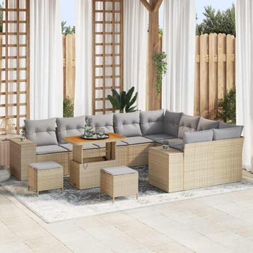 vidaXL Tuin Sofa Set 12 st Beige poly rattan, Verzenden, Nieuw, 2 zitplaatsen