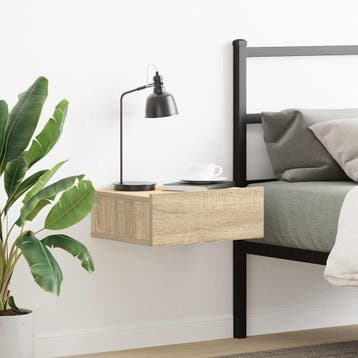 vidaXL Nachtkastje zwevend 40x30x15cm bewerkt hout sonoma, Huis en Inrichting, Slaapkamer | Nachtkastjes, Minder dan 45 cm, Verzenden