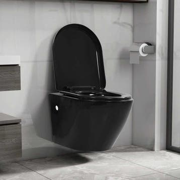 vidaXL Hangend toilet randloos keramiek zwart, Doe-het-zelf en Verbouw, Verzenden, Nieuw