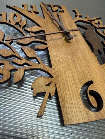 Houten wandklok specht in boom, Verzenden