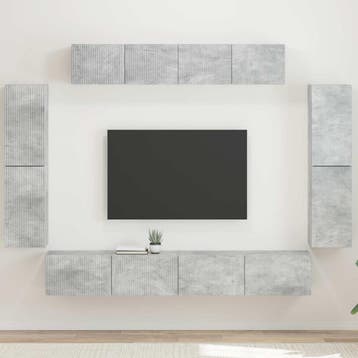 vidaXL TV-kast 8 st Beton Grijs, Minder dan 50 cm, Verzenden, Nieuw, Minder dan 100 cm