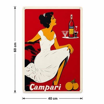 Campari Lady Heavy Metal-bord 40 × 60 cm – Bar- en, Antiek en Kunst