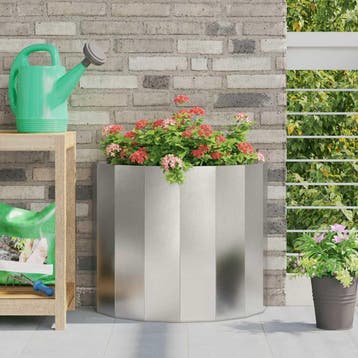 vidaXL Plantenbak Zilver 60 x 30 x 50 cm Roestvrij staal, Verzenden, Minder dan 60 cm, Nieuw, Metaal