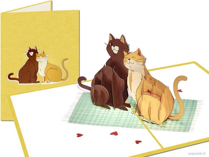 2 leuke lieve knuffelende Poezen wenskaart | Pop-up kaart, Diversen, Wenskaarten, Nieuw, Verzenden