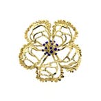 Gouden broche als bloem met emaille, Gebruikt, Overige kleuren, Ophalen of Verzenden, Met edelsteen