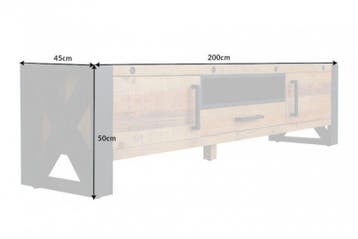 Massief TV-lowboard THOR 200cm gerecycled grenenhout in, Ophalen of Verzenden, Nieuw