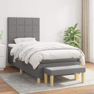 vidaXL Boxspring met matras stof donkergrijs 100x200 cm, 100 cm, Eenpersoons, Verzenden, Nieuw