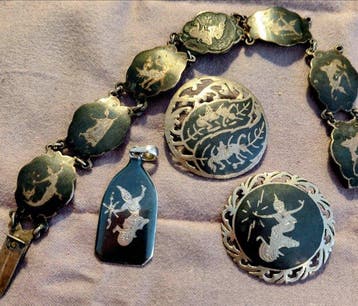 Broche - Thailand Siam niello marked (Zonder minimumprijs)