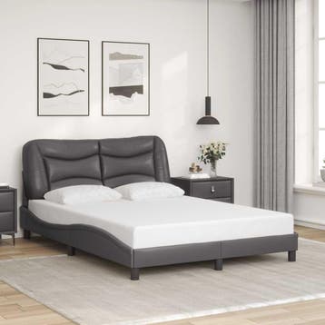 vidaXL Bedframe zonder matras Hvar kunstleer grijs 120x200, Huis en Inrichting, Slaapkamer | Bedden, Overige materialen, Verzenden