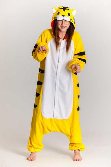 Onesie Gele Tijger Pak XL-XXL Tijgerpak Kostuum Geel Gestree, Carnaval, Ophalen of Verzenden, Kleding, Maat 56/58 (XL)