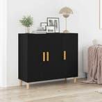 vidaXL Dressoir Zwart Eiken 90 x 34 x 80 cm Bewerkt hout, Huis en Inrichting, Kasten | Dressoirs, Verzenden, Nieuw, Overige houtsoorten