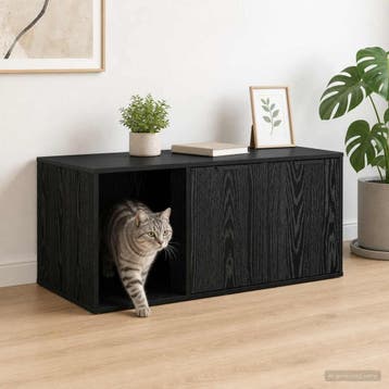 vidaXL Kattenkrat meubel Zwart eiken 100 x 49 x 45 cm, Verzenden, Nieuw