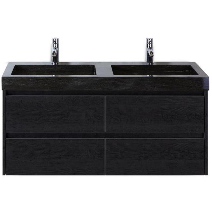 Dante Badmeubelset 120 cm - Black Oak - Wastafel Hardsteen, Huis en Inrichting, Badkamer | Badkamermeubels, Nieuw, Ophalen of Verzenden