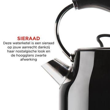 2dekans | Retro Waterkoker - 1.7L - RVS - BPA vrij - 2200W -, Ophalen of Verzenden, Zo goed als nieuw