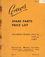 1962 - Greeves - Spare Parts Prijslijst - Scrambles Models, Verzenden, Overige merken