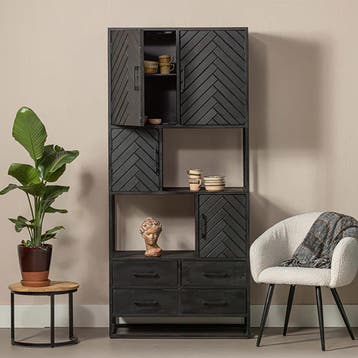 Vakkenkast Mangohout Fianna 90 cm, Huis en Inrichting, Kasten | Boekenkasten, Verzenden, Nieuw, Overige houtsoorten, Industriële meubels