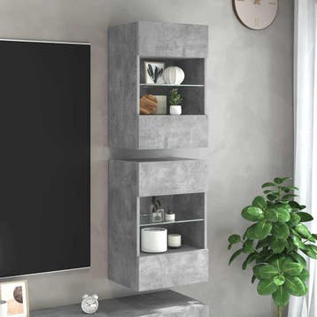 vidaXL Wandkasten met LED-verlichting voor tv 2 st, Verzenden, Nieuw, Overige houtsoorten
