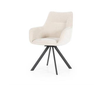 Eetkamerstoel Bliss met armleuning - beige | BY-BOO, Huis en Inrichting, Stoelen, Ophalen of Verzenden, Nieuw