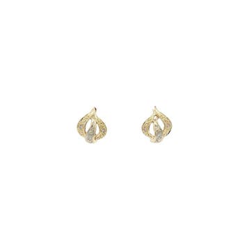 Gouden oorsieraden met diamant 14 karaat, Sieraden, Tassen en Uiterlijk, Oorbellen, Verzenden, Zo goed als nieuw, Goud