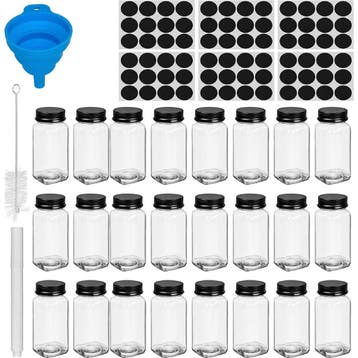 Ruhhy Kruidenpotjes set 24 stuks van glas 120 ml met 2-in..., Huis en Inrichting, Ophalen of Verzenden, Nieuw