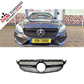 Grille C-Klasse W205 | BLACK DIAMOND Style 14-18 CAMERA, Voor, Mercedes-Benz, Nieuw, Ophalen of Verzenden