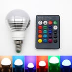 E14 RGB led lamp met afstandsbediening, 3W, Ophalen of Verzenden, Nieuw
