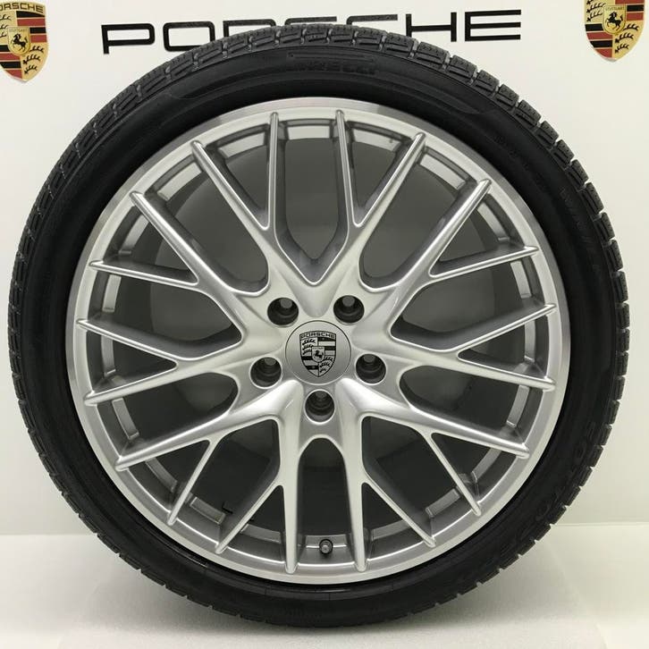 Porsche Panamera (971) 21 SportDesign Zilver/Alu winterset, Auto-onderdelen, Banden en Velgen, 21 inch, Winterbanden, 315 mm, Personenwagen