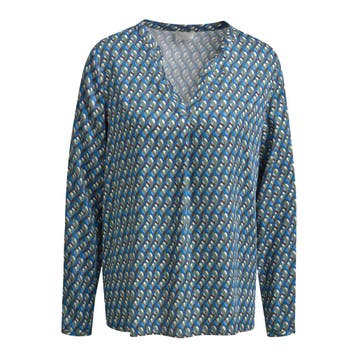 Milano Italy • blauwe blouse motief • 36, Maat 36 (S), Verzenden, Blauw, Milano Italy