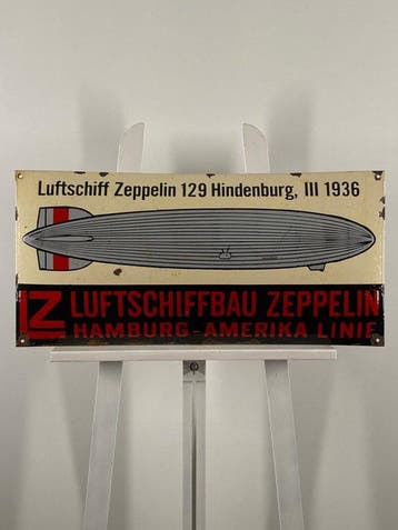Zeppelin - Reclamebord - 70x34cm - Gemaakt van dik