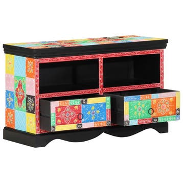 vidaXL TV-kast 80 x 35 x 50 cm Multikleur Massief Mango Hout, Minder dan 50 cm, Verzenden, Nieuw, Minder dan 100 cm