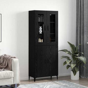 vidaXL buffetkast 2 pcs Zwart Eiken Bewerkt hout, Minder dan 50 cm, Verzenden, Nieuw, Minder dan 100 cm