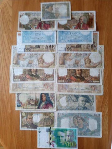 Frankrijk. - 18 Banknotes - Various Dates (Zonder