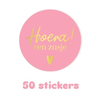 50x sticker - HOERA een zusje - geboorte - baby - Grote z..., Ophalen of Verzenden, Nieuw, Meerdere stickers