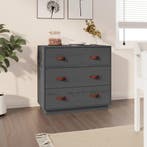 vidaXL Dressoir 80x40x75 cm massief grenenhout grijs, Verzenden, Nieuw, 50 tot 100 cm, Grenenhout
