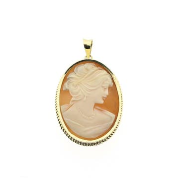 Vintage gouden hanger met camee (Hanger of bedel), Ophalen of Verzenden, Gebruikt, Goud, Overige merken