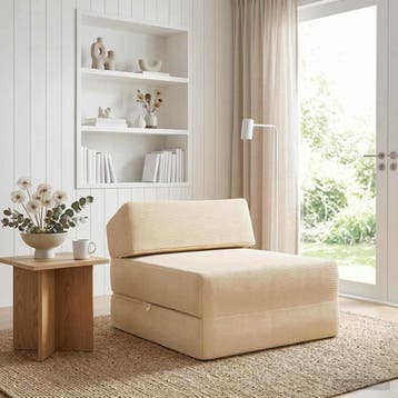 vidaXL Vouwbare Bankbed Crèmekleurig 60 x 70 x 41 cm Stof, Verzenden, Nieuw, Stof, Minder dan 150 cm