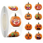 500 Stickers Op Rol - 2.5cm - Crazy Pompoen - Halloween -, Verzenden, Nieuw