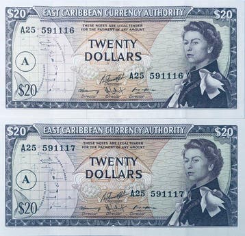 Oost-Caribische Staten. - 2 x 20 Dollars ND(1965) - Pick 15h