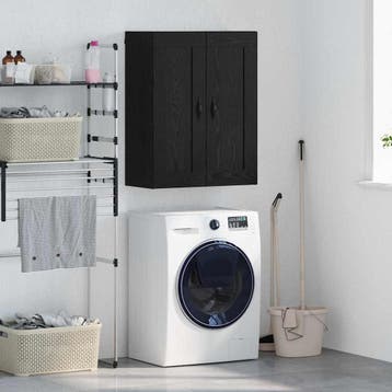 vidaXL Wandkast Zwart Eiken 69,5 x 34 x 90 cm Bewerkt hout, Minder dan 50 cm, Verzenden, Nieuw, Minder dan 100 cm