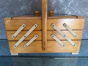 Vintage German Wooden Cantilever Sewing Box - Nähkasten –