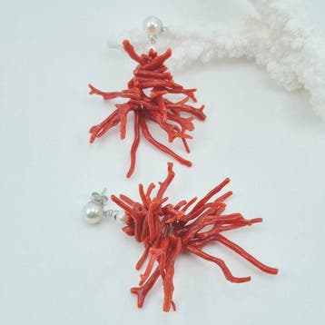 Bloedkoraal - Zilver, Zonder reservering - Oorbellen -
