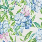 AA146 - Decoratieve stof - Verfijnde blauwe pioenrozen -, Antiek en Kunst