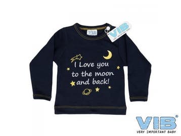 VIB T-Shirt Navy I Love you to the moon and back! 3M Wit, Ophalen of Verzenden, Nieuw
