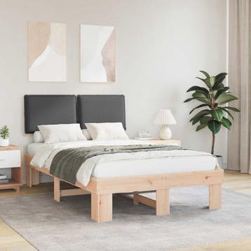vidaXL Bedframe met Gevoerd Hoofdgedeelte Donkergrijs 120 x, Verzenden, Nieuw, Twijfelaar, Grijs